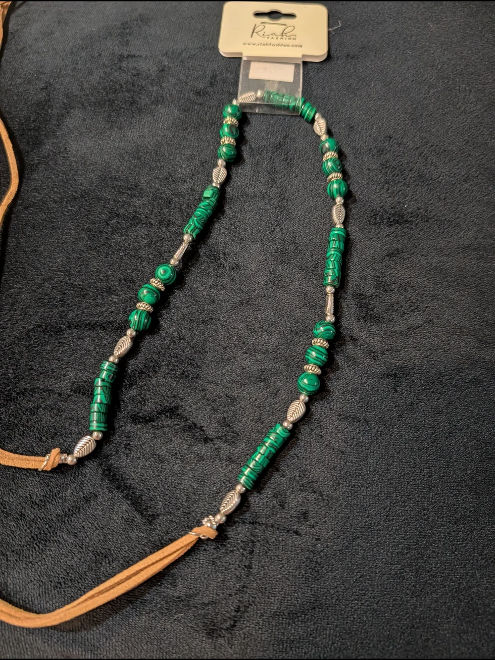 Riah Fashion Green Beaded Faux Leather Ball/Bead Waist String 48